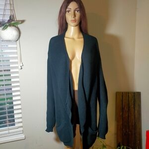 Monk & Lou cardigan sweater  Navy Blue Thick Loose Knit Long Sleeves Open front